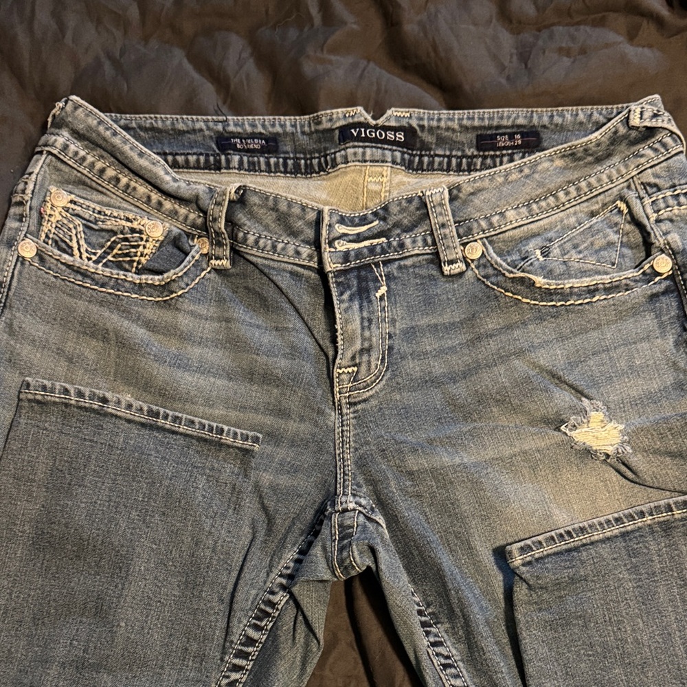 Vigoss Women's Distressed Denim Boyfriend Jeans